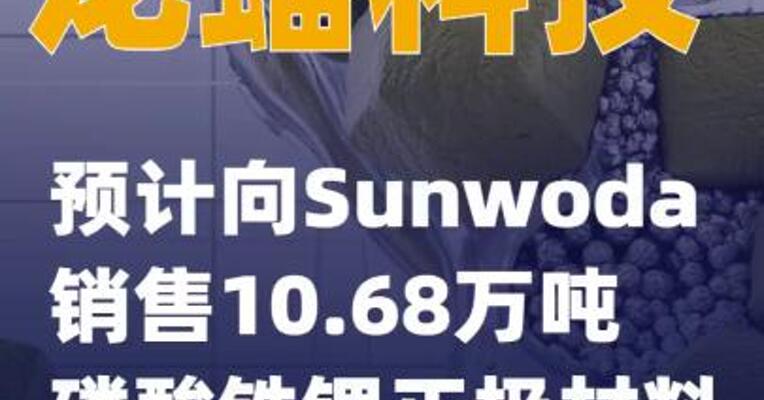 龙蟠科技：预计向Sunwoda销售10.68万吨磷酸铁锂正极材料