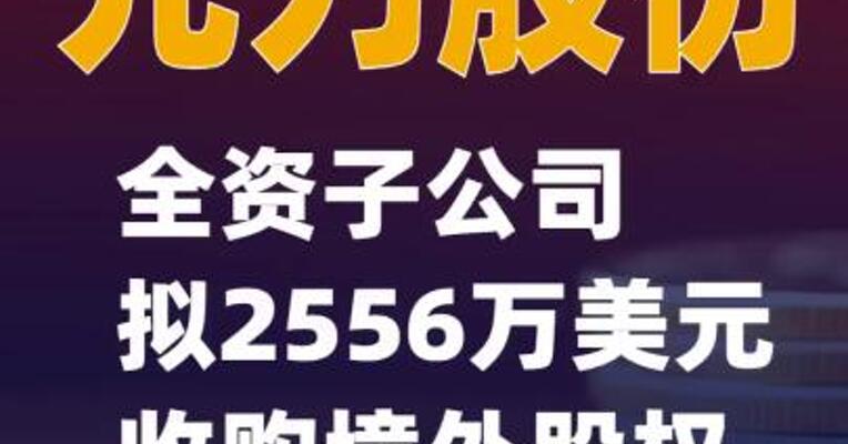 元力股份：全资子公司拟2556万美元收购境外股权