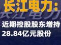 長江電力：近期控股股東 增持28.84億元股份