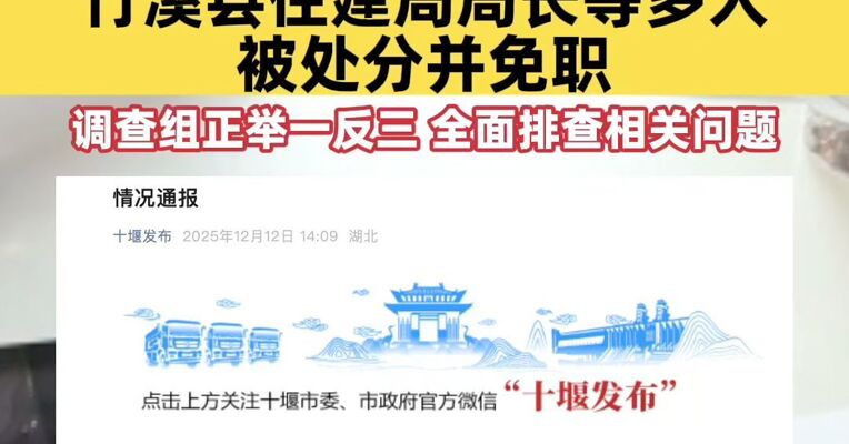 湖北十堰通报“最忙五人组”事件：竹溪县住建局局长等多人被处分并免职