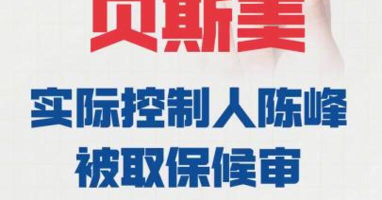 贝斯美：实际控制人陈峰 被取保候审