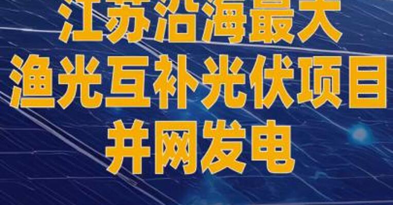 江苏沿海最大渔光互补光伏项目 并网发电