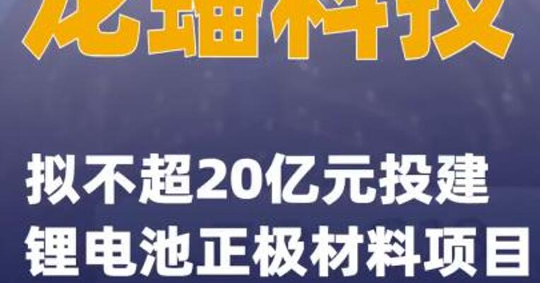 龙蟠科技：拟不超20亿元投建锂电池正极材料项目