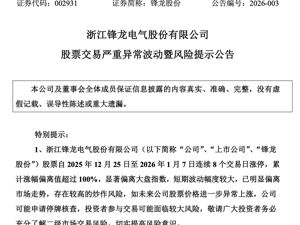 停牌警告无效！锋龙股份连续走出8个一字板，最新公告