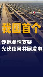我国首个沙地柔性支架光伏项目并网发电