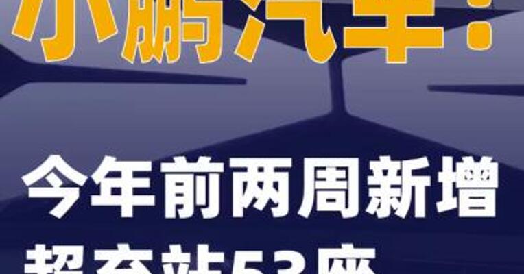 小鹏汽车：今年前两周新增超充站53座