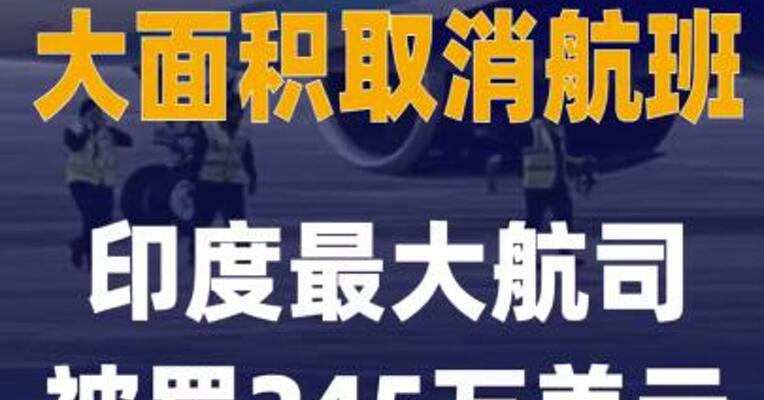 大面积取消航班 印度最大航司 被罚245万美元