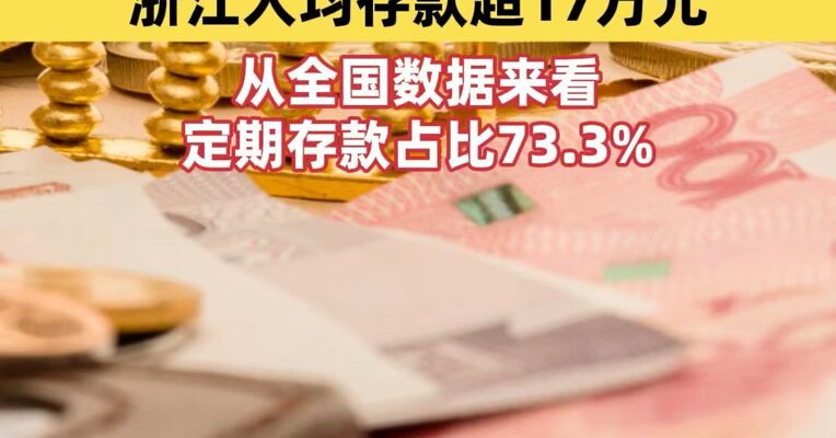 多省份公布金融数据：居民储蓄高增，浙江人均存款超17万元；从全国数据来看，定期存款占比73.3%
