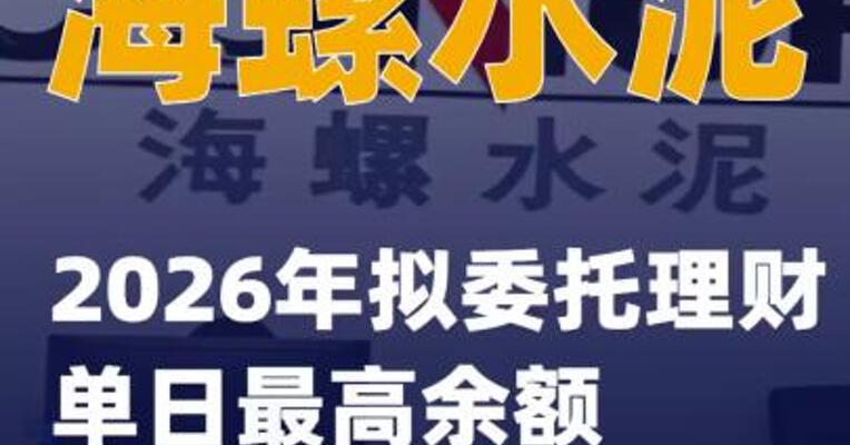 海螺水泥：2026年拟委托理财单日最高余额不超500亿元