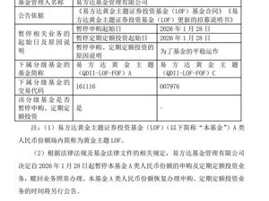 易方达黄金主题LOF：暂停申购！