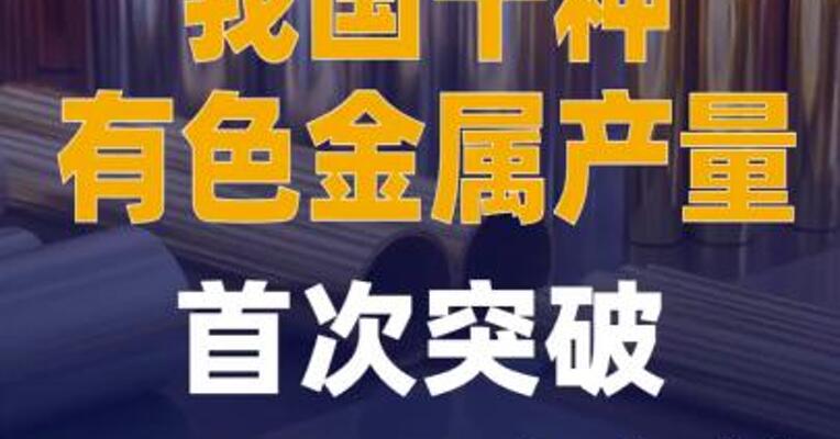 我国十种有色金属产量 首次突破8000万吨大关
