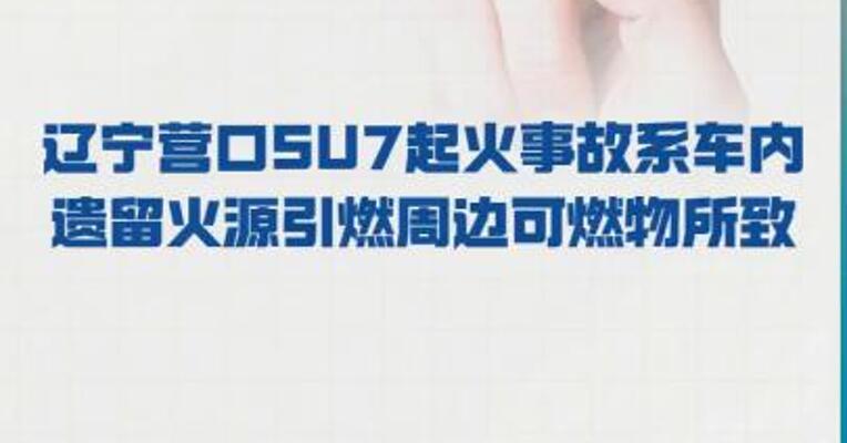 小米： 辽宁营口SU7起火事故 系车内遗留火源 引燃周边可燃物所致
