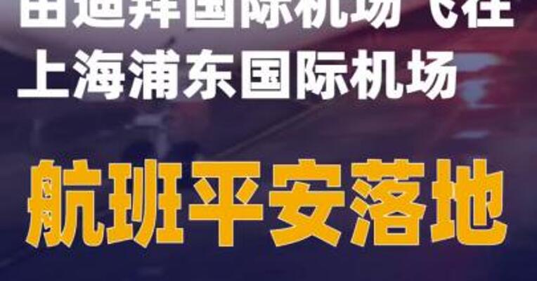 由迪拜国际机场飞往上海浦东国际机场航班平安落地
