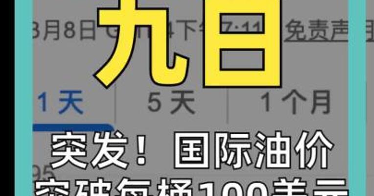 突发！国际油价 突破每桶100美元 系2020 年来首次