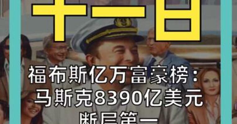 福布斯亿万富豪榜： 马斯克8390亿美元断层第一 中国首富张一鸣位列第26