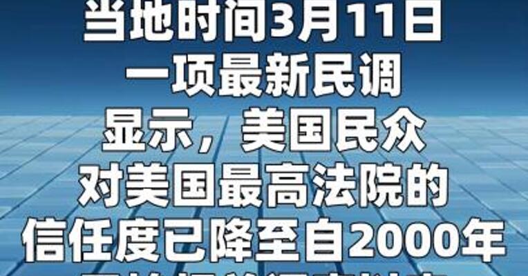 民调显示美国民众对最高法院信任度跌至新低