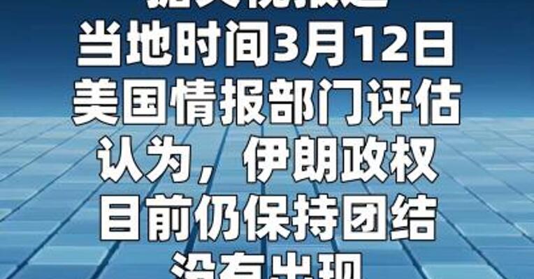 美情报部门认为伊朗政权目前仍保持团结