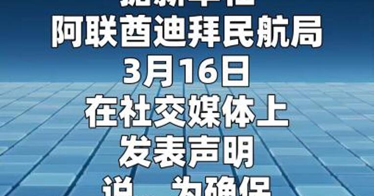阿联酋宣布暂时停飞迪拜国际机场航班