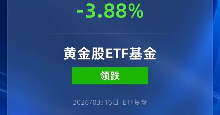 黄金股ETF工银跌超3%