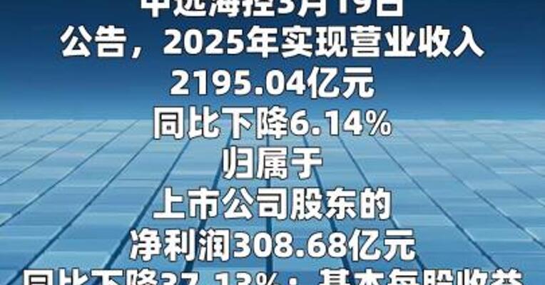 中远海控：2025年归母净利润308.68亿元， 同比下降37.13%