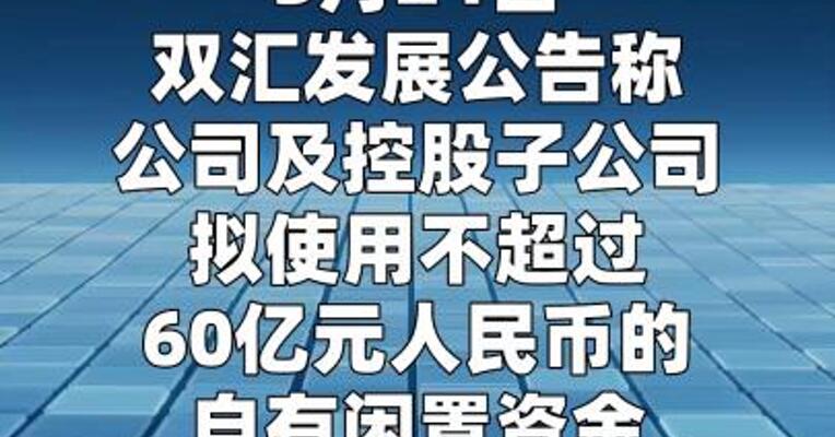 双汇发展：拟使用不超60亿元自有资金开展理财业务
