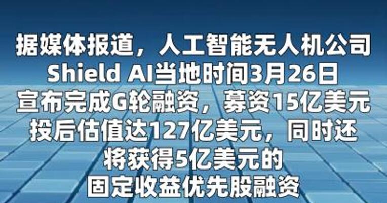 人工智能无人机公司Shield AI融资20亿美元