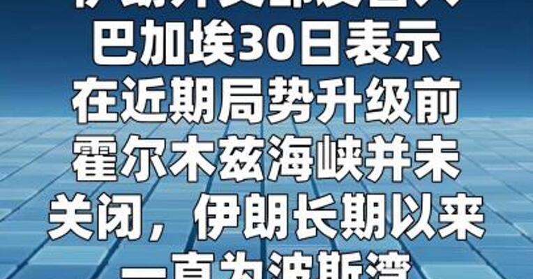 伊朗外交部：部分船只经协调后通过霍尔木兹海峡