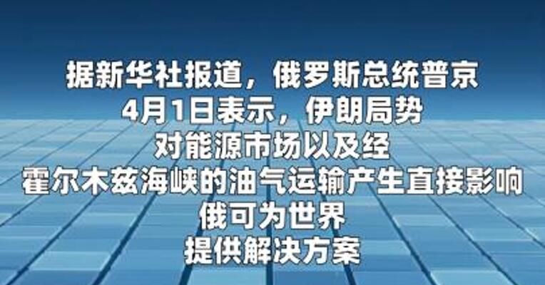 普京：全球油气供应面临挑战 俄 可提供“解决方案”