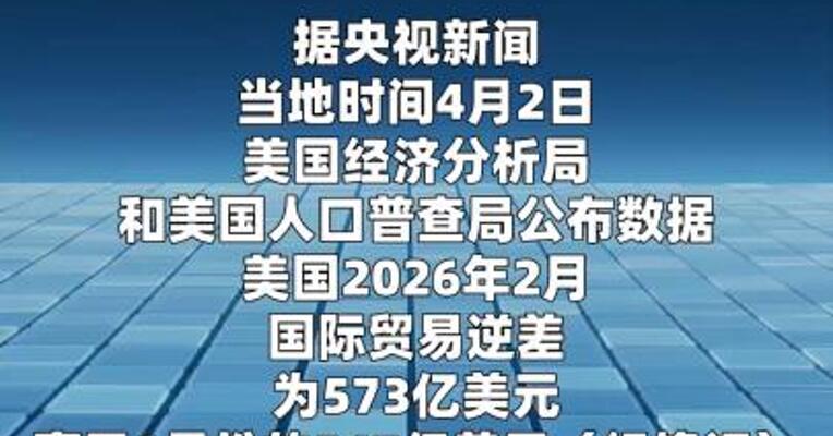 美国2月国际贸易逆差达到573亿美元