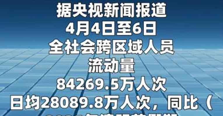 4月4日至6日 全社会跨区域人员流动量超8.4亿人次