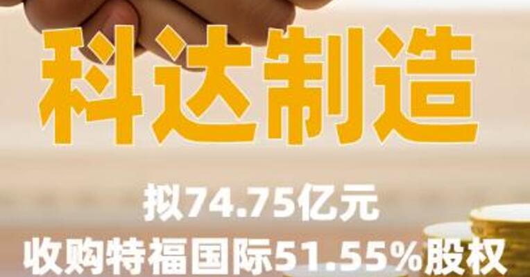 科达制造：拟74.75亿元收购特福国际51.55%股权