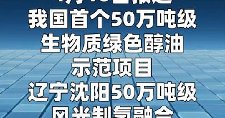 我国首个50万吨级生物质绿色醇油示范项目开工