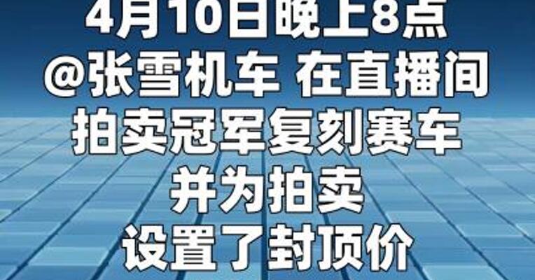 张雪冠军复刻赛车500万元拍出