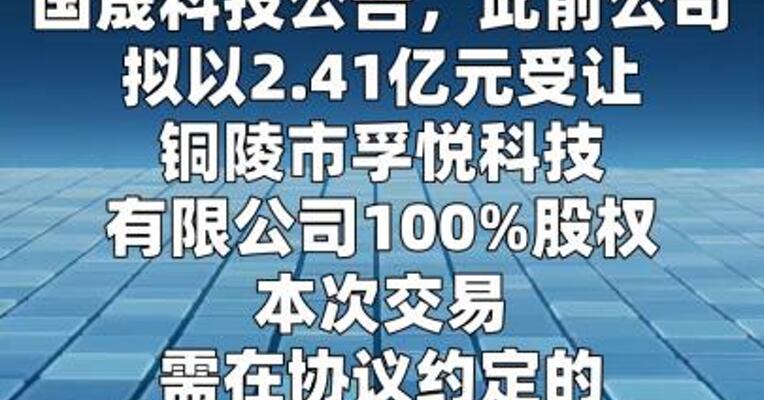 国晟科技：终止收购孚悦科技100%股权