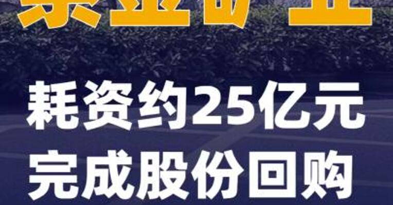 紫金矿业：耗资约25亿元完成股份回购