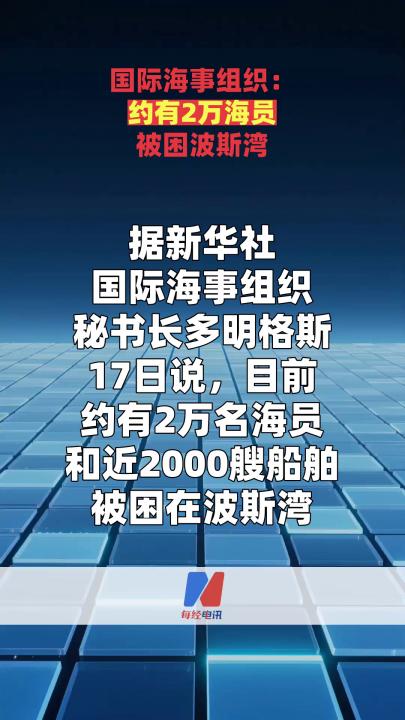 国际海事组织：约有2万海员被困波斯湾