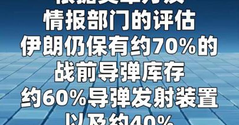 美方评估伊朗仍保有约七成战前导弹库存