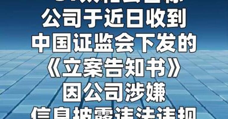 *ST太和：公司被证监会立案
