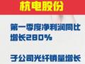 杭电股份： 第一季度净利润同比增长280%  子公司光纤销量增长