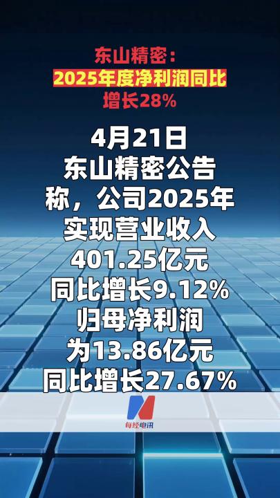 東山精密：2025年度凈利潤同比增長28%
