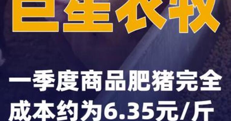 巨星农牧：一季度商品肥猪完全成本约为6.35元/斤
