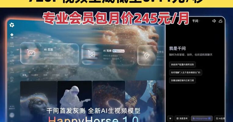 千问首发灰测HappyHorse模型，支持15秒多镜头叙事，720P视频生成低至0.44元/秒