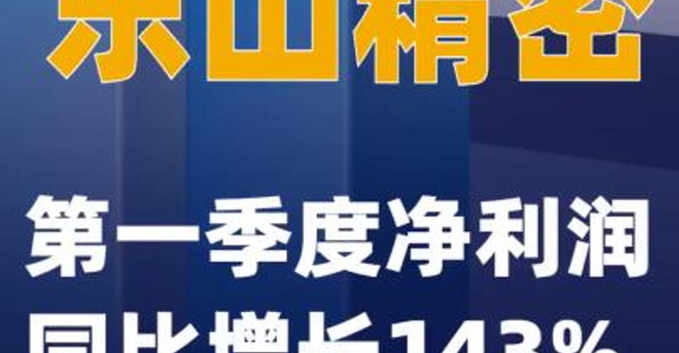 东山精密：第一季度净利润同比增长143%