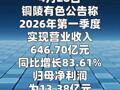 铜陵有色：第一季度净利润同比增长19%