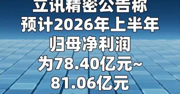 立讯精密：半年度净利同比预增18%~22%
