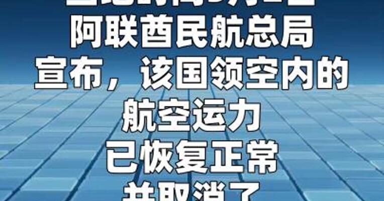 阿联酋宣布领空内航空运力恢复正常