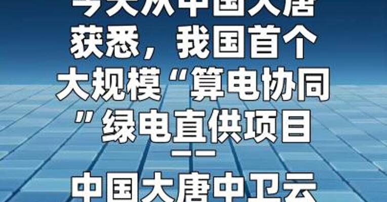 我国首个算电协同绿电直供项目投运