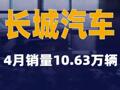 长城汽车：4月销量10.63万辆