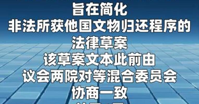 法国参议院通过关于简化非法所获文物归还程序 的法律草案