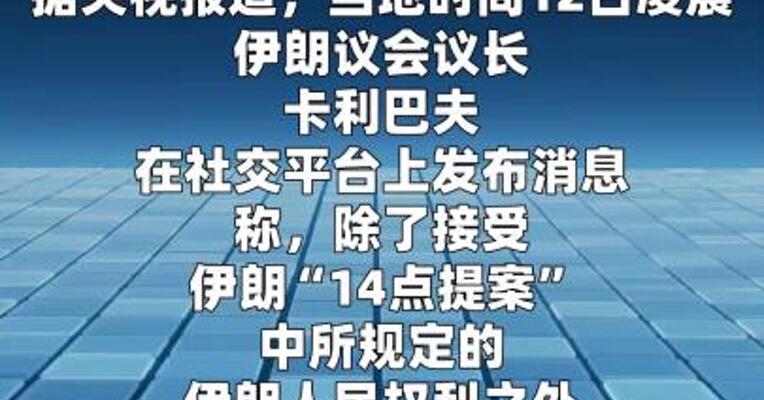 伊朗议长：“14点提案”无可替代